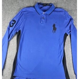 Polo Ralph Lauren XL Mens Long Sleeve  Rugby #3 Polo Big Pony Blue 1366